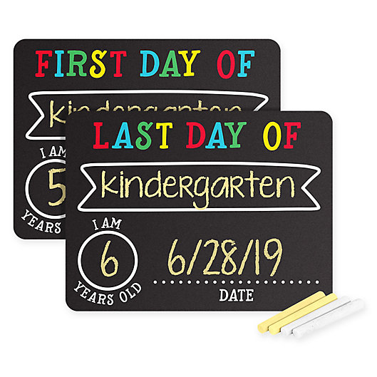 Alternate image 1 for Pearhead First and Last Day Photo Background Chalkboard Signs (Set of 2)