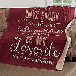 Love Story Premium Sherpa Throw Blanket