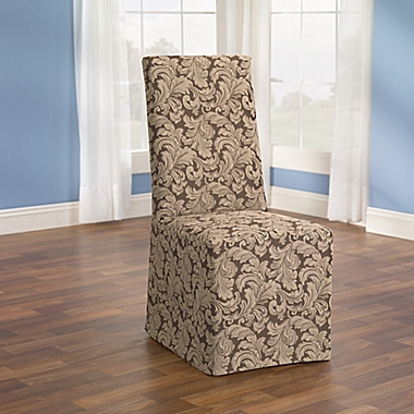 Sure Fit&reg; Scroll Dining Chair Cover in Brown. View a larger version of this product image.