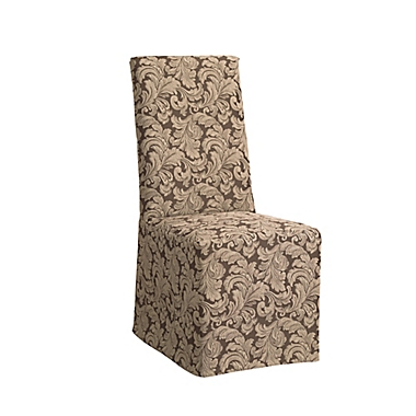 Sure Fit&reg; Scroll Dining Chair Cover in Brown. View a larger version of this product image.