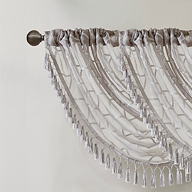 Madison Park Irina Diamond Sheer Waterfall Window Valance in Grey. View a larger version of this product image.