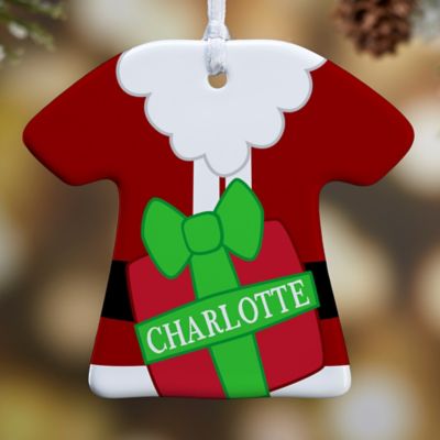 Santa&#39;s Little Helper T-Shirt 1-Sided Christmas Ornament