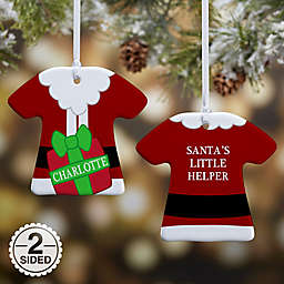 Santa's Little Helper T-Shirt 2-Sided Christmas Ornament