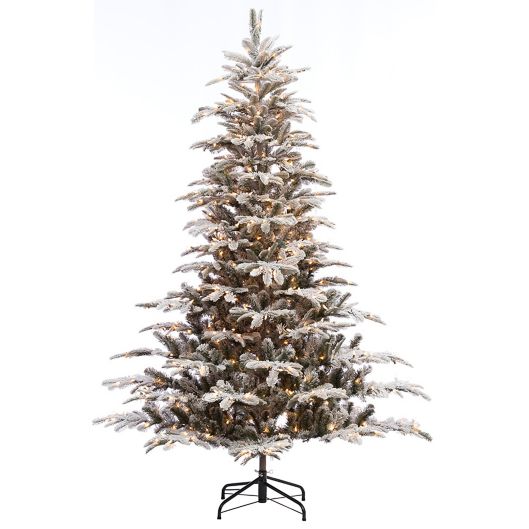 Puleo International 7 5 Foot Flocked Pre Lit Aspen Fir Christmas Tree With Clear Lights Bed Bath Beyond