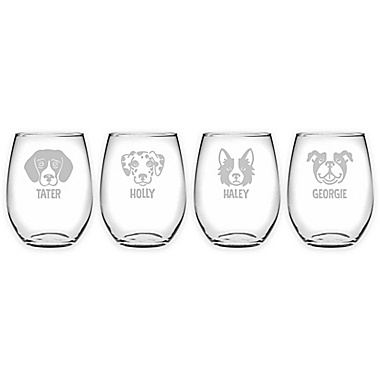 Susquehanna Glass Dog Face Stemless Wine Glasses (Set of 4). View a larger version of this product image.
