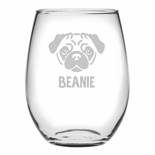 Stemless Wine Glass Vizsla Dog Stemmed 