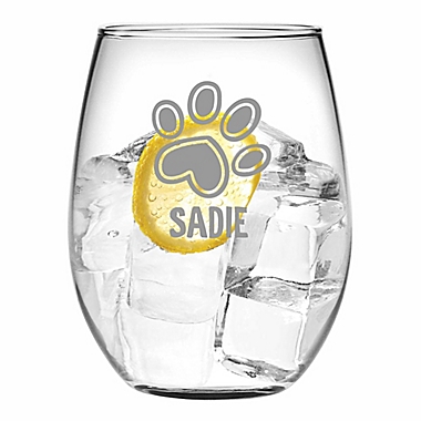 Susquehanna Glass Paw Print Stemless Wine Glasses (Set of 4). View a larger version of this product image.