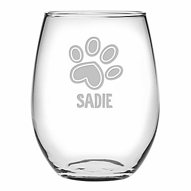 Susquehanna Glass Paw Print Stemless Wine Glasses (Set of 4). View a larger version of this product image.