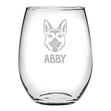 Susquehanna Glass German Shepherd Face Stemless Wine Glasses (Set of 4). View a larger version of this product image.