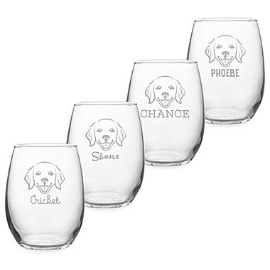 Susquehanna Glass Golden Retriever Face Stemless Wine Glasses (Set of 4). View a larger version of this product image.