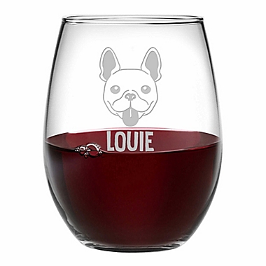 Susquehanna Glass French Bulldog Face Stemless Wine Glasses (Set of 4). View a larger version of this product image.