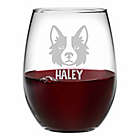 Alternate image 1 for Susquehanna Glass Border Collie Face Stemless Wine Glasses (Set of 4)