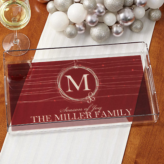 Alternate image 1 for Holiday Wreath Personalized Acrylic Serving Tray