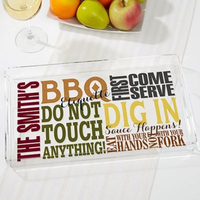 BBQ Rules Personalized Acrylic Serving Tray