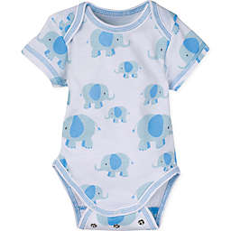MiracleWear® Posheez Snap 'n Grow Elephant Print Short Sleeve Bodysuit in Blue
