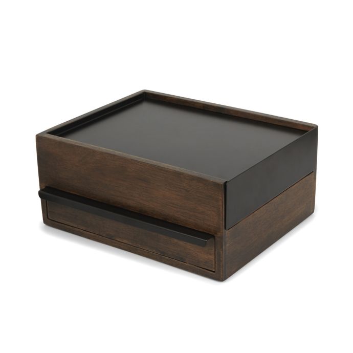 Umbra Stowit Wooden Jewelry Storage Box In Walnut Black Bed