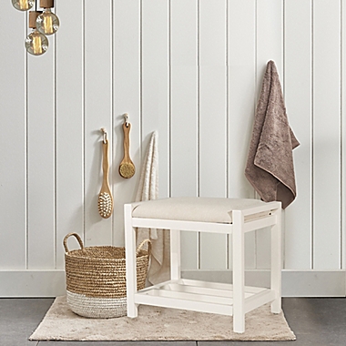 Hillsdale Amelia Vanity Stool in White. View a larger version of this product image.