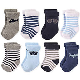 Hudson Baby® 8-Pack Aviator Terry Rolled Cuff Socks