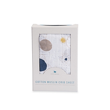 Little Unicorn Planetary Cotton Muslin Fitted Sheet in Grey/Blue. View a larger version of this product image.