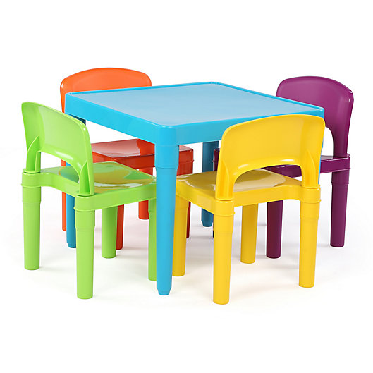 Alternate image 1 for Tot Tutors Playtime 4-Piece Plastic Table & Chairs Set in Aqua
