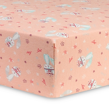 Trend Lab&reg; Fox and Flowers Flannel Fitted Crib Sheet in Pink. View a larger version of this product image.