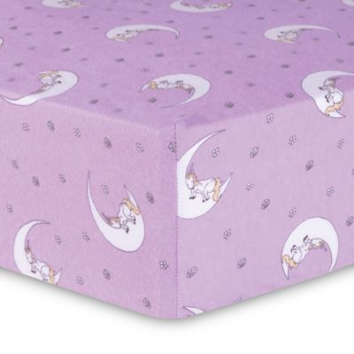Trend Lab&reg; Unicorn Moon Flannel Fitted Crib Sheet in Purple