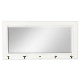 Kate and Laurel Traditional Wood Pub 18-Inch x 36-Inch Mirror with Hooks in White