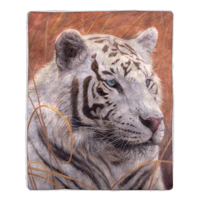 Nottingham Home Tiger Sherpa Fleece Throw Blanket | Bed ...