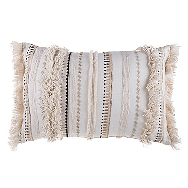 Moroccan Embroidered Oblong Throw Pillow in Natural. View a larger version of this product image.