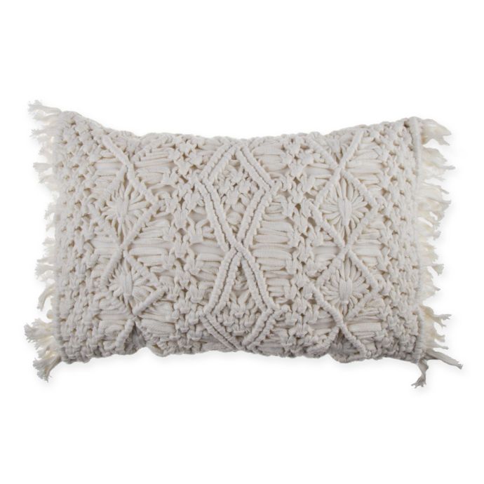 Macrame Oblong Throw Pillow In Natural Bed Bath And Beyond Canada