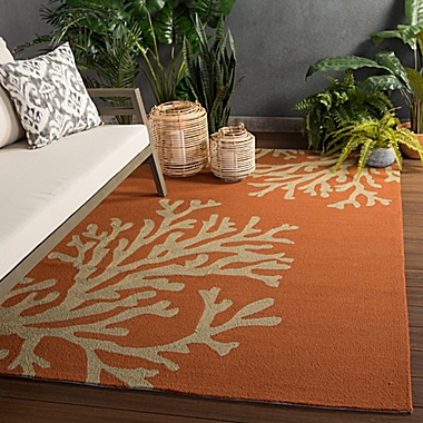 Jaipur Grant Design Bough Out 7-Foot 6-Inch x 9-Foot 6-Inch Indoor/Outdoor Rug in Orange/Grey. View a larger version of this product image.