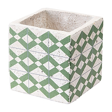 Zuo&reg; Cement Tribal Planter in Green and Yellow. View a larger version of this product image.