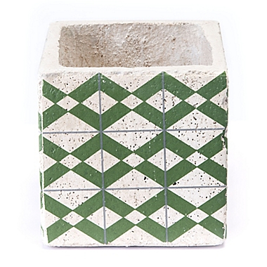 Zuo&reg; Cement Tribal Planter in Green and Yellow. View a larger version of this product image.