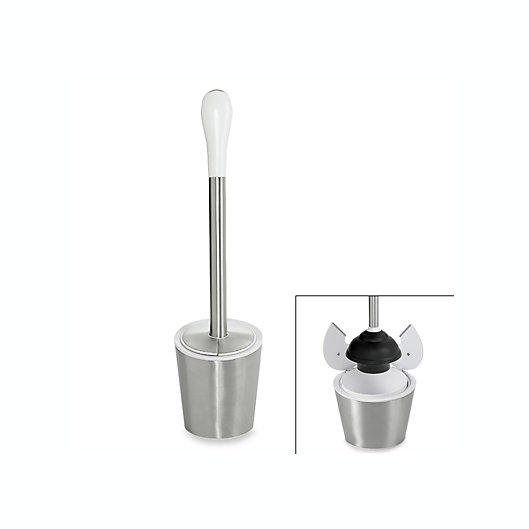 Alternate image 1 for OXO Good Grips® Stainless Steel/White Toilet Plunger
