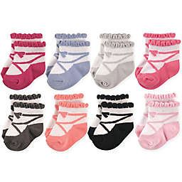 Hudson Baby® 8-Pack Ballet Short Crew Socks in Pink/Grey