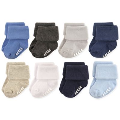 Hudson Baby&reg; Size 12-24M 8-Pack Non-Skid Cuff Socks in Blue/Grey