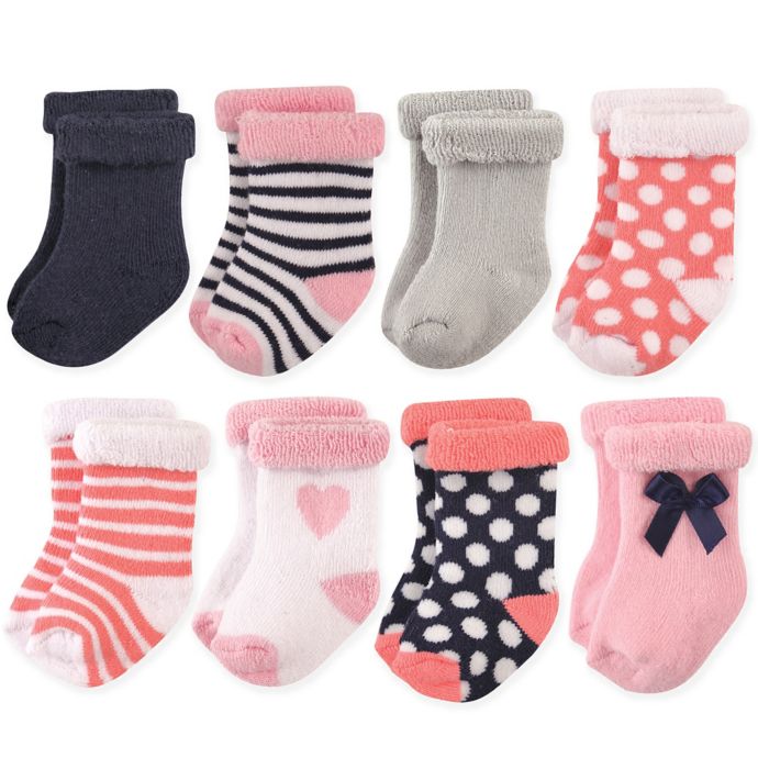 Hudson Baby® 8Pack Heart Terry Rolled Cuff Socks buybuy BABY