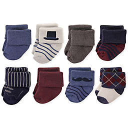 Hudson Baby® Size 0-6M 8-Pack Gentleman Terry Cotton Socks