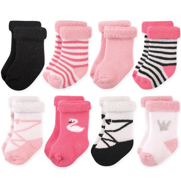 Hudson Baby® 8Pack Swan Terry Rolled Cuff Socks buybuy BABY