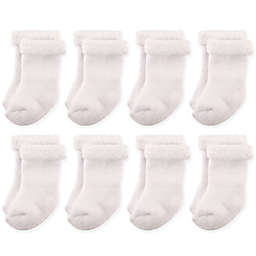 Hudson Baby® Size 12-24M 8-Pack Terry Rolled Cuff Socks in White