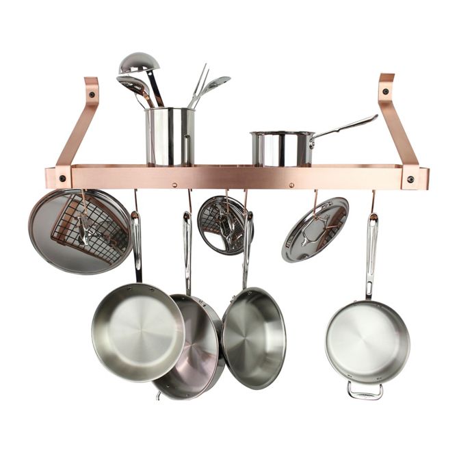 Enclume Bookshelf Pot Rack In Brushed Copper Bed Bath Beyond