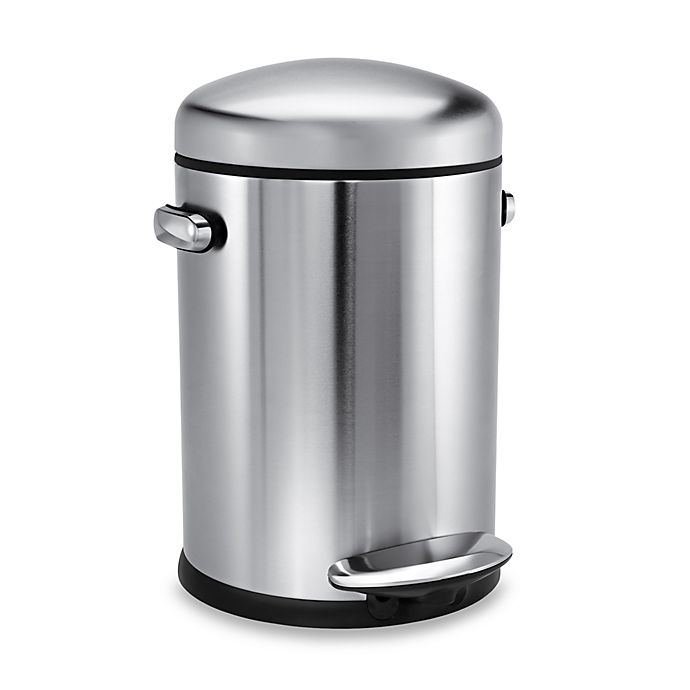 simplehuman® 20-Liter Retro Round Stainless Steel Step Trash Can | Bed Bed Bath And Beyond Stainless Steel Trash Can