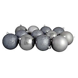 Northlight 4-Inch Shatterproof Multi-Finish Christmas Ball Ornaments in Gunmetal Grey (Set of 12)