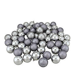 Northlight 4-Inch Shatterproof Multi-Finish Christmas Ball Ornaments in Pewter (Set of 60)