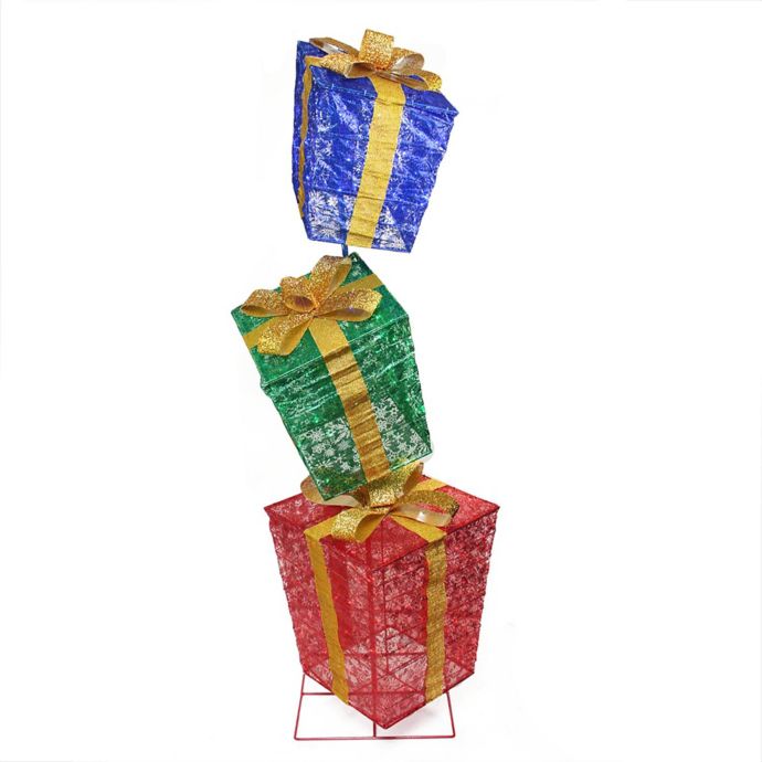 Northlight 73-Inch Lighted Stacked Gift Boxes Christmas Yard Decoration