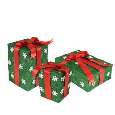Red Green and Blue ATDAWN Set of 3 Lighted Gift Boxes Christmas Decorations 