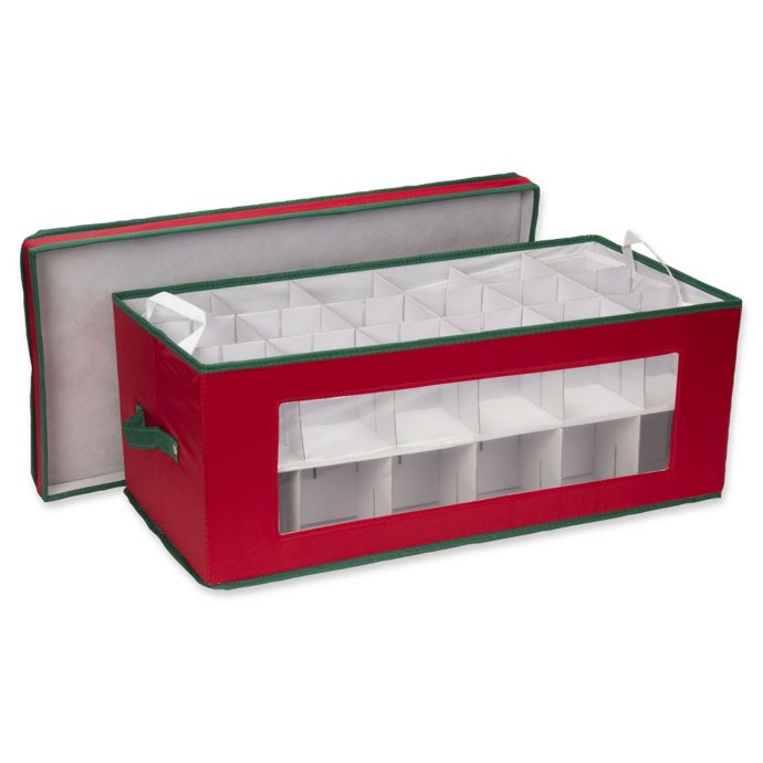 Household Essentials Holiday 36 Count Ornament Storage Box In Red Green Bed Bath Beyond