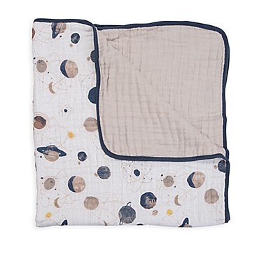 Little Unicorn Planetary Cotton Muslin Quilt in Blue/Grey. View a larger version of this product image.