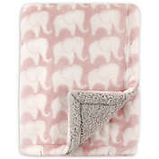 Hudson Baby&reg; Elephants Sherpa-Lined Blanket in Pink/Grey