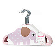 3 Sprouts 10-Pack Elephant Flocked Children&#39;s Hanger in Pink